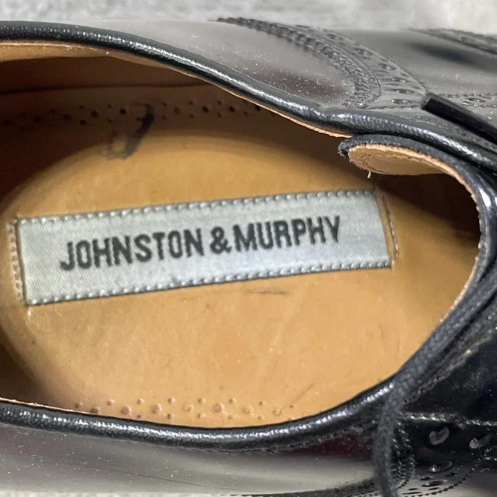 Johnston Murphy Oxford Dress Shoes Mens 8.5 Burgundy Black Leather Office Career
